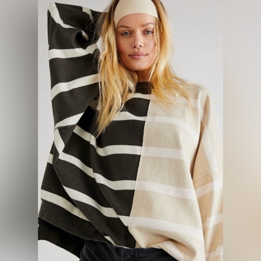 NWT Free People Uptown Stripe Pullover Sweater